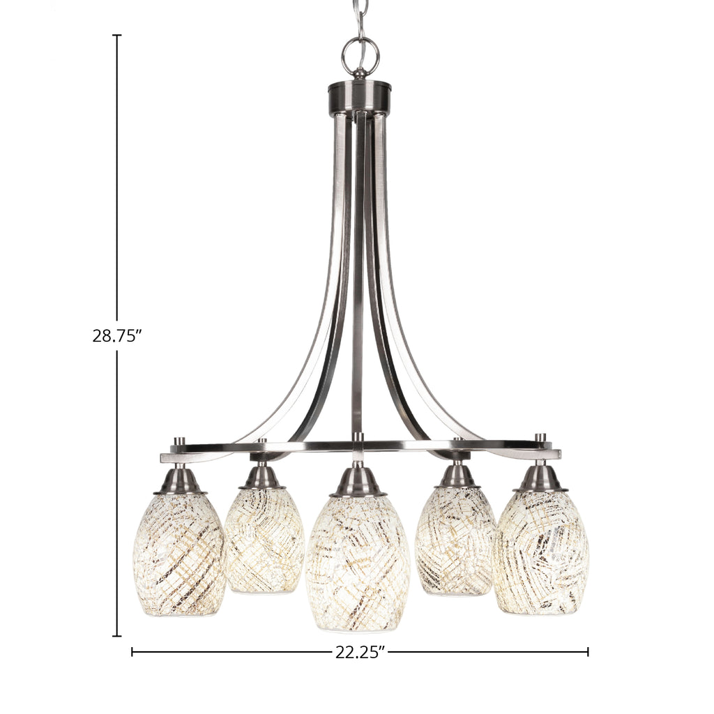 Paramount Five Light Chandelier in Brushed Nickel with 5" Natural Fusion Shade