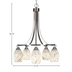 Paramount Five Light Chandelier in Brushed Nickel with 5" Natural Fusion Shade