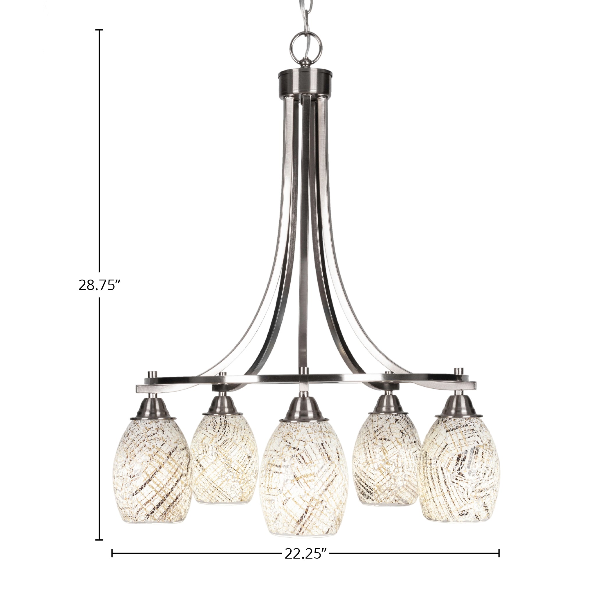 Paramount Five Light Chandelier in Brushed Nickel with 5" Natural Fusion Shade