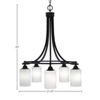 Paramount Five Light Chandelier in Matte Black with 4" White Marble Shade