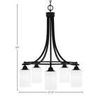 Paramount Five Light Chandelier in Matte Black with 4" White Muslin Shade
