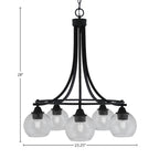 Paramount Five Light Chandelier in Matte Black with 5.75" Clear Bubble Shade