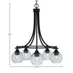 Paramount Five Light Chandelier in Matte Black with 5.75" Smoke Bubble Shade