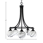 Paramount Five Light Chandelier in Matte Black with 5.75" Onyx Swirl Shade