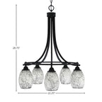 Paramount Five Light Chandelier in Matte Black with 5" Black Fusion Shade