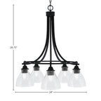 Paramount Five Light Chandelier in Matte Black with 6.25" Clear Bubble Shade