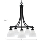 Paramount Five Light Chandelier in Matte Black with 6.25" White Marble Shade