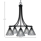 Paramount Five Light Chandelier in Matte Black with 7" Diamond Ice Art Glass Shade