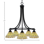 Paramount Five Light Chandelier in Matte Black with 7" Starlight Art Glass Shade