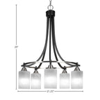 Paramount Five Light Chandelier in Matte Black & Brushed Nickel with 4" White Marble Shade