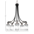 Paramount Five Light Chandelier in Matte Black & Brushed Nickel with 4" Onyx Swirl Shade