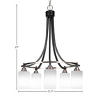 Paramount Five Light Chandelier in Matte Black & Brushed Nickel with 4" White Matrix Shade