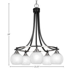 Paramount Five Light Chandelier in Matte Black & Brushed Nickel with 5.75" White Marble Shade