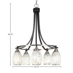 Paramount Five Light Chandelier in Matte Black & Brushed Nickel with 5" Black Fusion Shade