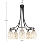 Paramount Five Light Chandelier in Matte Black & Brushed Nickel with 5" Natural Fusion Shade