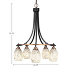 Paramount Five Light Chandelier in Matte Black & Brass with 5" Natural Fusion Shade