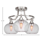 Paramount Three Light Semi-Flush Mount in Brushed Nickel with 7" Clear Bubble Shade