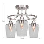 Paramount Three Light Semi-Flush Mount in Brushed Nickel with 5" Clear Bubble Shade