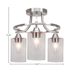 Paramount Three Light Semi-Flush Mount in Brushed Nickel with 4" Clear Bubble Shade