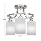 Paramount Three Light Semi-Flush Mount in Brushed Nickel with 4" White Marble Shade