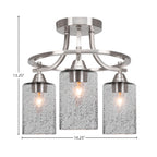 Paramount Three Light Semi-Flush Mount in Brushed Nickel with 4" Smoke Bubble Shade