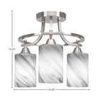 Paramount Three Light Semi-Flush Mount in Brushed Nickel with 4" Onyx Swirl Shade