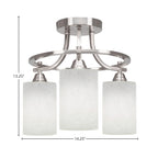 Paramount Three Light Semi-Flush Mount in Brushed Nickel with 4" White Muslin Shade
