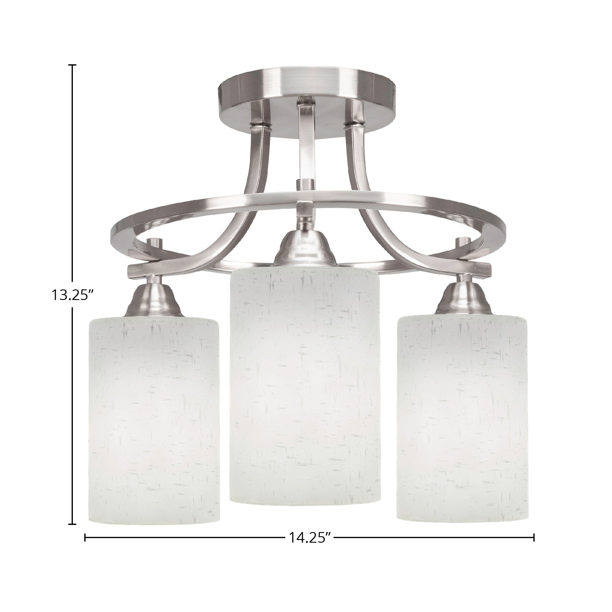Paramount Three Light Semi-Flush Mount in Brushed Nickel with 4" White Muslin Shade