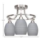 Paramount Three Light Semi-Flush Mount in Brushed Nickel with 5" Gray Matrix Shade
