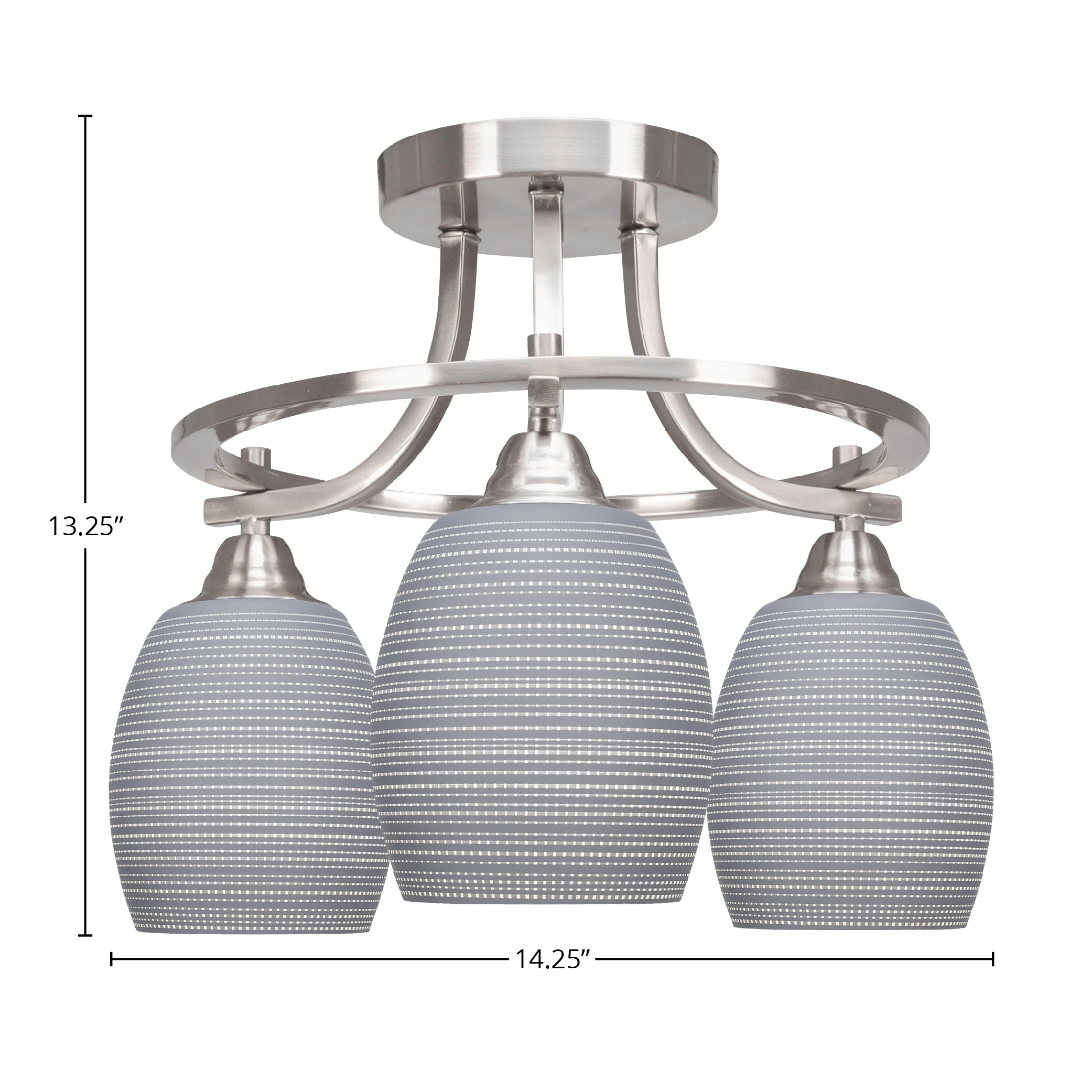 Paramount Three Light Semi-Flush Mount in Brushed Nickel with 5" Gray Matrix Shade