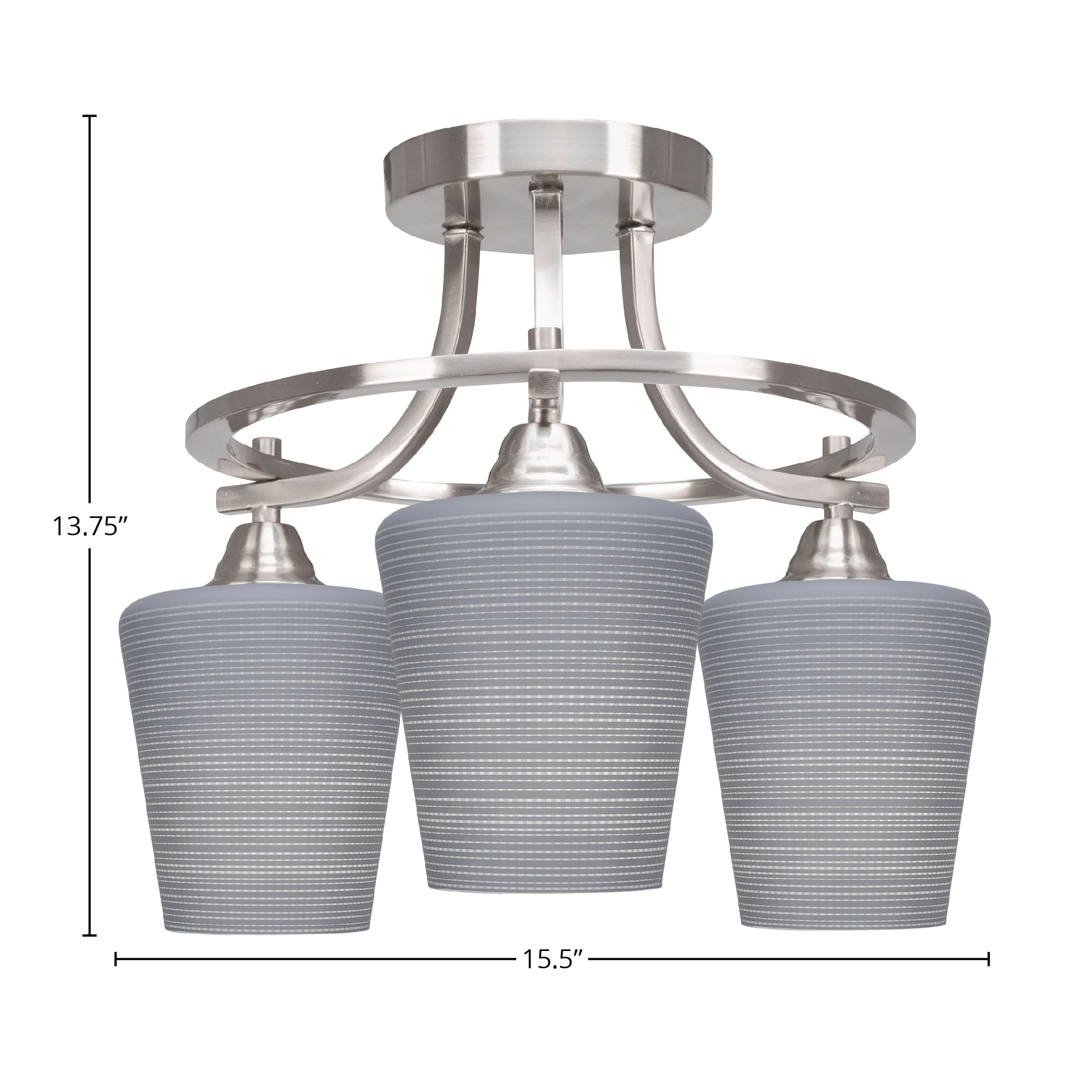 Paramount Three Light Semi-Flush Mount in Brushed Nickel with 6" Gray Matrix Shade