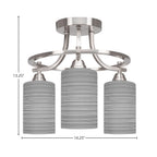 Paramount Three Light Semi-Flush Mount in Brushed Nickel with 4" Gray Matrix Shade