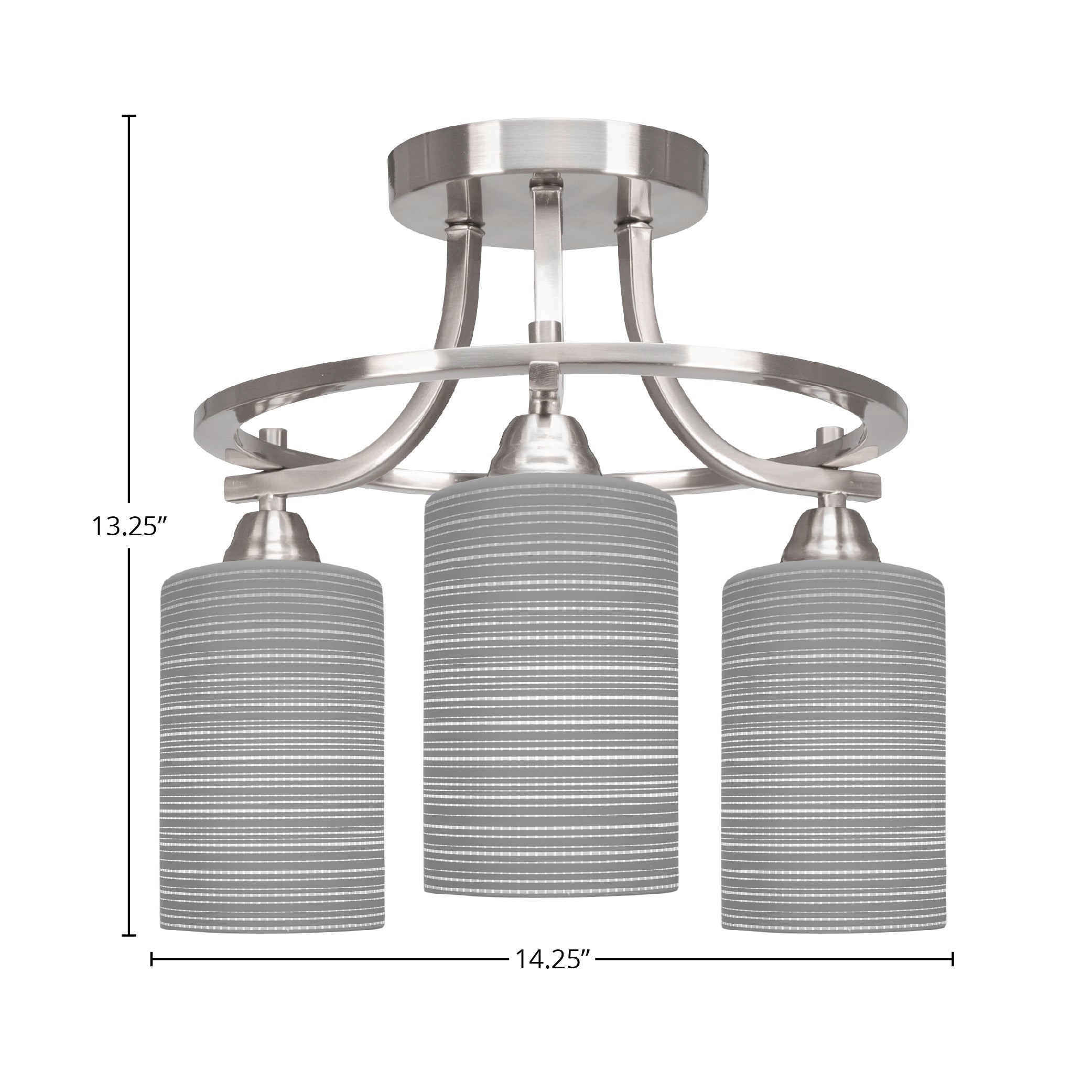 Paramount Three Light Semi-Flush Mount in Brushed Nickel with 4" Gray Matrix Shade