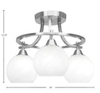 Paramount Three Light Semi-Flush Mount in Brushed Nickel with 5.75" White Marble Shade