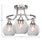Paramount Three Light Semi-Flush Mount in Brushed Nickel with 5.75" Smoke Bubble Shade