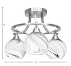 Paramount Three Light Semi-Flush Mount in Brushed Nickel with 5.75" Onyx Swirl Shade