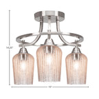 Paramount Three Light Semi-Flush Mount in Brushed Nickel with 5" Silver Textured Shade
