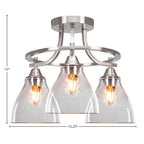 Paramount Three Light Semi-Flush Mount in Brushed Nickel with 6.25" Clear Bubble Shade