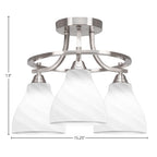 Paramount Three Light Semi-Flush Mount in Brushed Nickel with 6.25" White Marble Shade