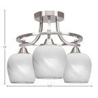 Paramount Three Light Semi-Flush Mount in Brushed Nickel with 6" White Marble Shade