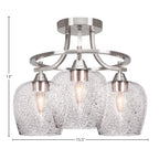 Paramount Three Light Semi-Flush Mount in Brushed Nickel with 6" Smoke Bubble Shade