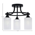 Paramount Three Light Semi-Flush Mount in Matte Black with 4" White Marble Shade