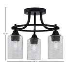 Paramount Three Light Semi-Flush Mount in Matte Black with 4" Smoke Bubble Shade