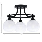 Paramount Three Light Semi-Flush Mount in Matte Black with 5.75" White Marble Shade