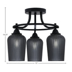 Paramount Three Light Semi-Flush Mount in Matte Black with 5" Smoke Textured Shade