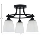 Paramount Three Light Semi-Flush Mount in Matte Black with 4.5" Square White Muslin Shade