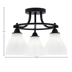 Paramount Three Light Semi-Flush Mount in Matte Black with 6.25" White Marble Shade