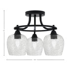 Paramount Three Light Semi-Flush Mount in Matte Black with 6" Smoke Bubble Shade