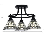 Paramount Three Light Semi-Flush Mount in Matte Black with 7" Pewter Art Glass Shade