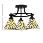 Paramount Three Light Semi-Flush Mount in Matte Black with 7" Sandhill Art Glass Shade